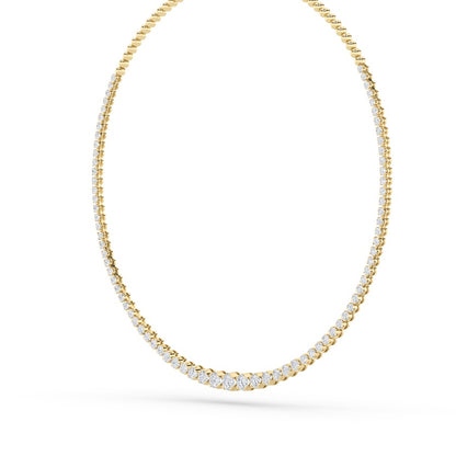 7CTW Round Shaped Lab Grown Diamond (F/VS) Graduating Half  Riviera Necklace in 14K Gold