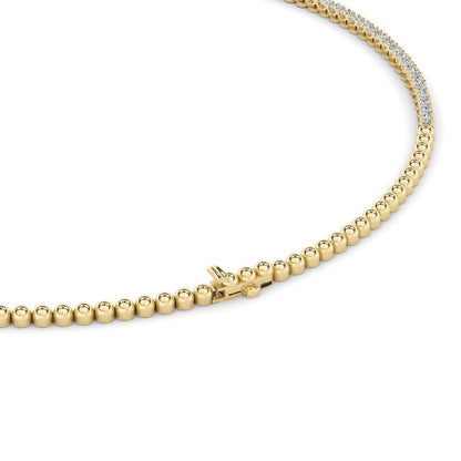 7CTW Round Shaped Lab Grown Diamond (F/VS) Graduating Half  Riviera Necklace in 14K Gold