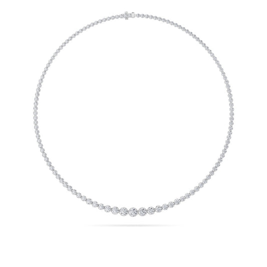 7CTW Round Shaped Lab Grown Diamond (F/VS) Graduating Half Riviera Necklace in 14K Gold