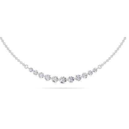 3CTW Round Shaped Lab Grown Diamond (F/VS) Graduating half    Necklace in 14K Gold