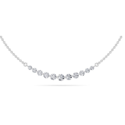 3CTW Round Shaped Lab Grown Diamond (F/VS) Graduating half    Necklace in 14K Gold