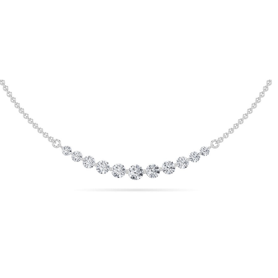 3CTW Round Shaped Lab Grown Diamond (F/VS) Graduating half    Necklace in 14K Gold