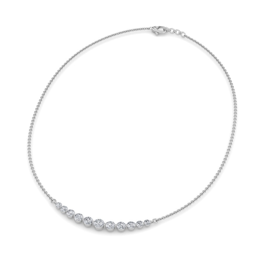 3CTW Round Shaped Lab Grown Diamond (F/VS) Graduating half    Necklace in 14K Gold