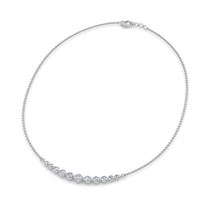 3CTW Round Shaped Lab Grown Diamond (F/VS) Graduating half    Necklace in 14K Gold