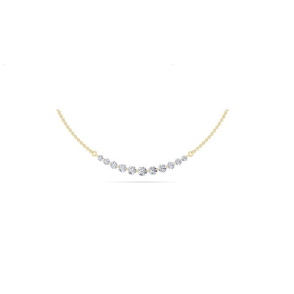 3CTW Round Shaped Lab Grown Diamond (F/VS) Graduating half    Necklace in 14K Gold