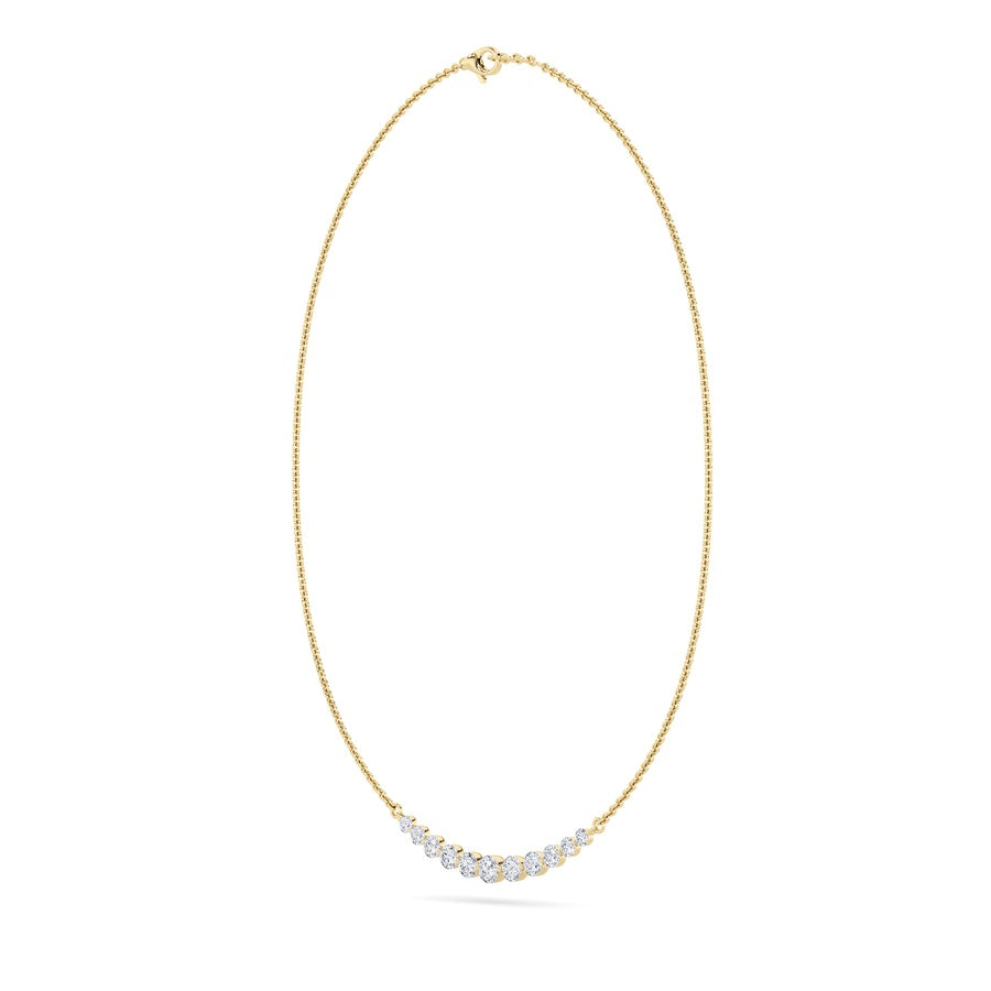 3CTW Round Shaped Lab Grown Diamond (F/VS) Graduating half    Necklace in 14K Gold