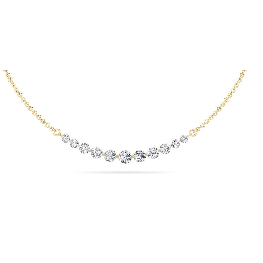 3CTW Round Shaped Lab Grown Diamond (F/VS) Graduating half    Necklace in 14K Gold