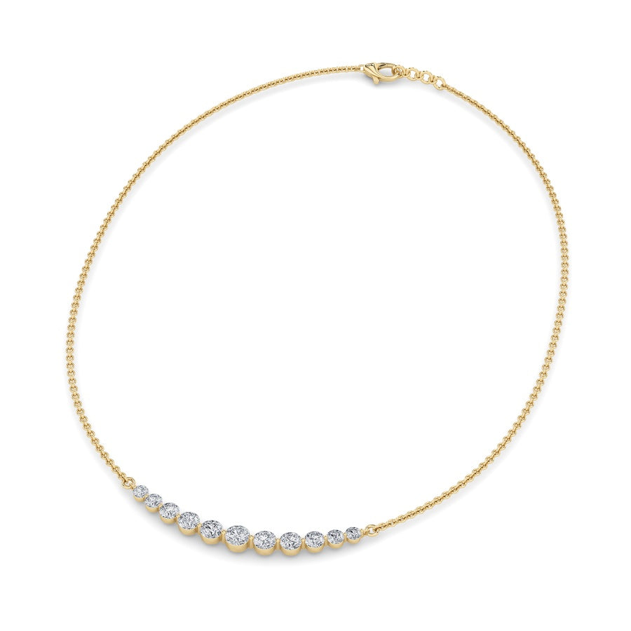 3CTW Round Shaped Lab Grown Diamond (F/VS) Graduating half    Necklace in 14K Gold