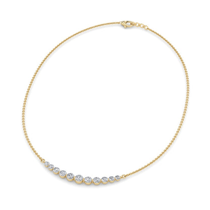 3CTW Round Shaped Lab Grown Diamond (F/VS) Graduating half    Necklace in 14K Gold