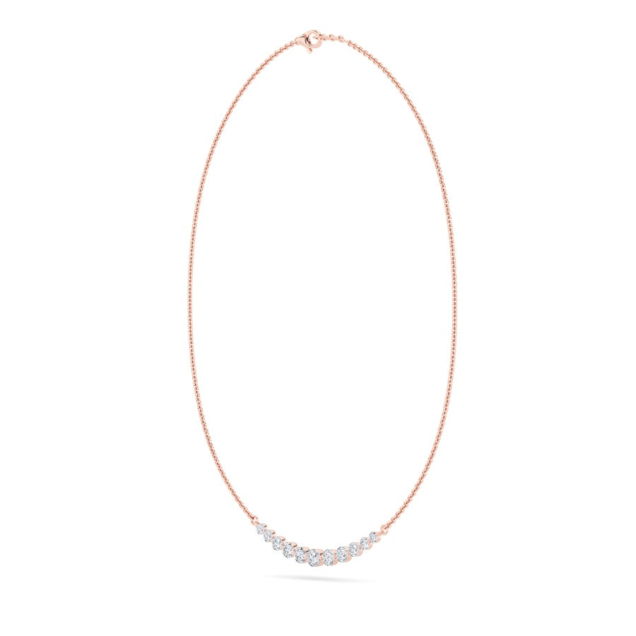 3CTW Round Shaped Lab Grown Diamond (F/VS) Graduating half    Necklace in 14K Gold