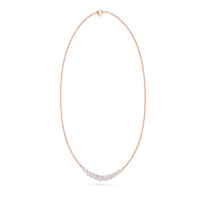3CTW Round Shaped Lab Grown Diamond (F/VS) Graduating half    Necklace in 14K Gold