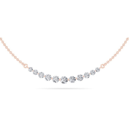 3CTW Round Shaped Lab Grown Diamond (F/VS) Graduating half    Necklace in 14K Gold