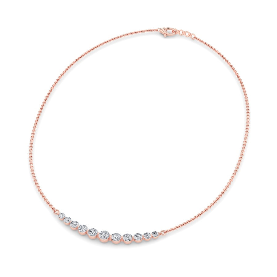 3CTW Round Shaped Lab Grown Diamond (F/VS) Graduating half    Necklace in 14K Gold