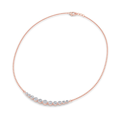 3CTW Round Shaped Lab Grown Diamond (F/VS) Graduating half    Necklace in 14K Gold