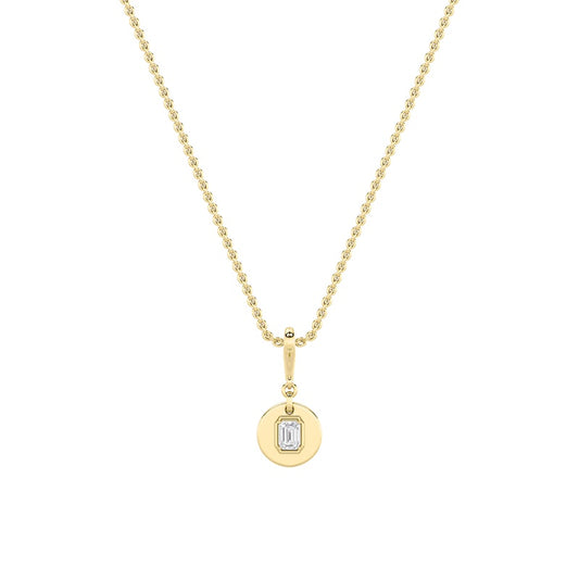 1CTW Emerald Shaped Lab Grown Diamond (F/VS) Dog Tag Pendant in 14K Gold