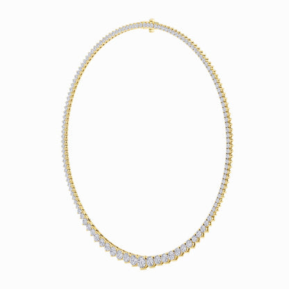 15CTW Round Shaped Lab Grown Diamond (F/VS) Three Prong Graduating Necklace in 14K Gold