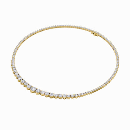 15CTW Round Shaped Lab Grown Diamond (F/VS) Three Prong Graduating Necklace in 14K Gold