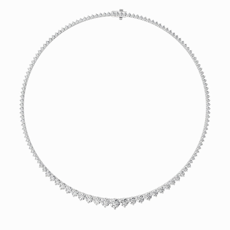 20CTW Round Shaped Lab Grown Diamond (F/VS) Three Prong Graduating Necklace in 14K Gold