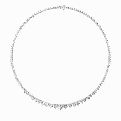 20CTW Round Shaped Lab Grown Diamond (F/VS) Three Prong Graduating Necklace in 14K Gold