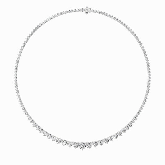 20CTW Round Shaped Lab Grown Diamond (F/VS) Three Prong Graduating Necklace in 14K Gold