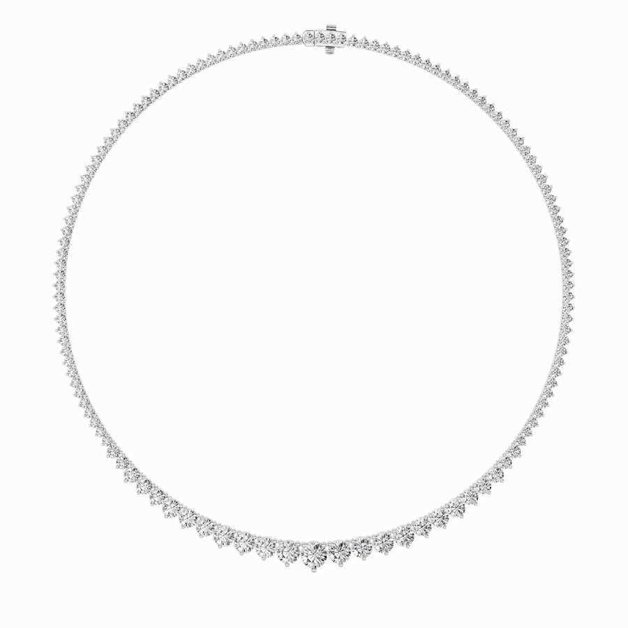 20CTW Round Shaped Lab Grown Diamond (F/VS) Three Prong Graduating Necklace in 14K Gold