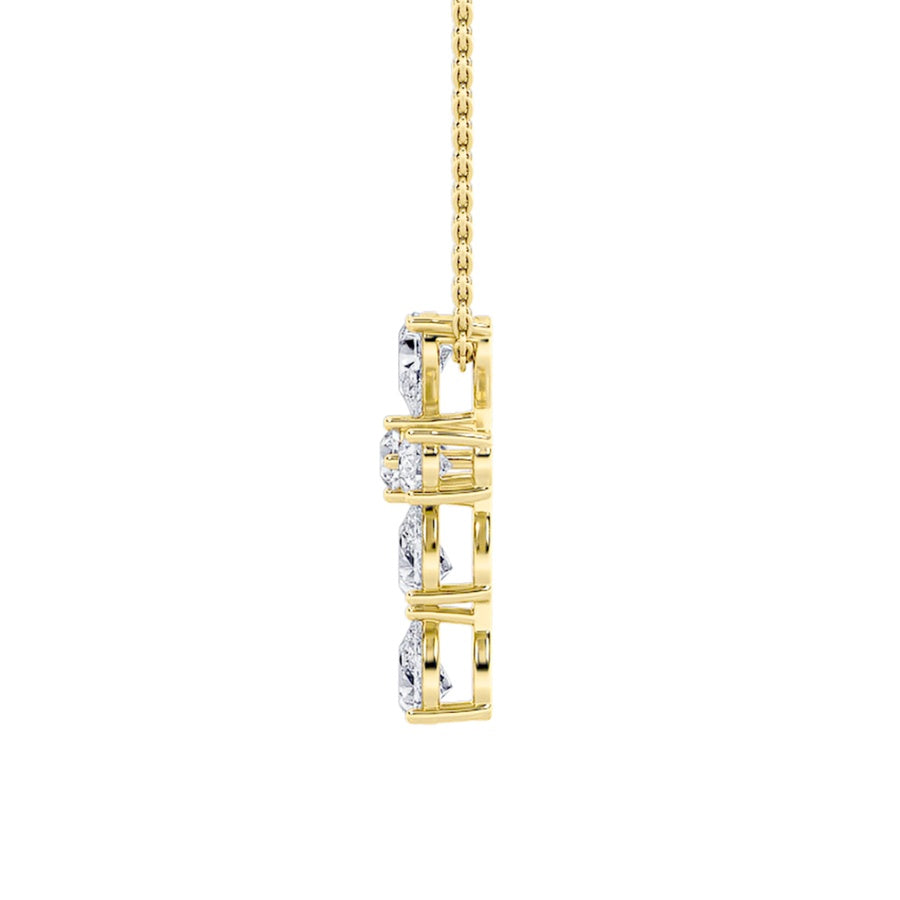 2.5CTW Pear Shaped Lab Grown Diamond (F/VS) Cross Pendant in 14K Gold
