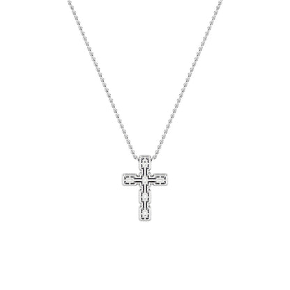 3CTW Emerald Shaped Lab Grown Diamond (F/VS) Cross Pendant in 14K Gold