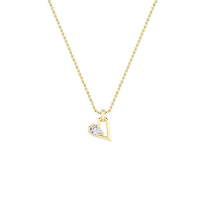 1CTW Pear Shaped Lab Grown Diamond (F/VS) Heart Shaped Dangle Pendant in 14K Gold