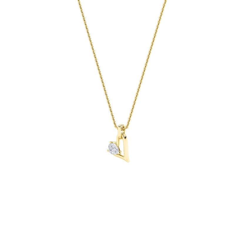 1CTW Pear Shaped Lab Grown Diamond (F/VS) Heart Shaped Dangle Pendant in 14K Gold