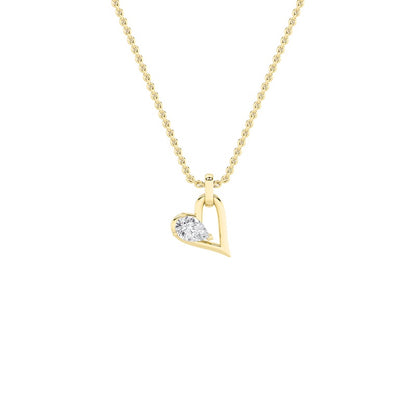 1CTW Pear Shaped Lab Grown Diamond (F/VS) Heart Shaped Dangle Pendant in 14K Gold