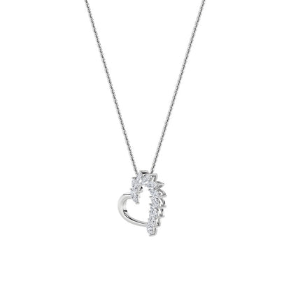 2CTW Marquise Shaped Lab Grown Diamond (F/VS) Heart Shaped Pendant in 14K Gold