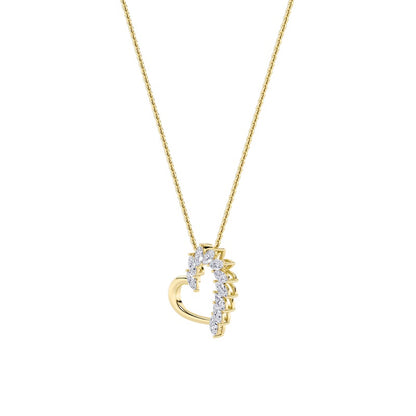 2CTW Marquise Shaped Lab Grown Diamond (F/VS) Heart Shaped Pendant in 14K Gold