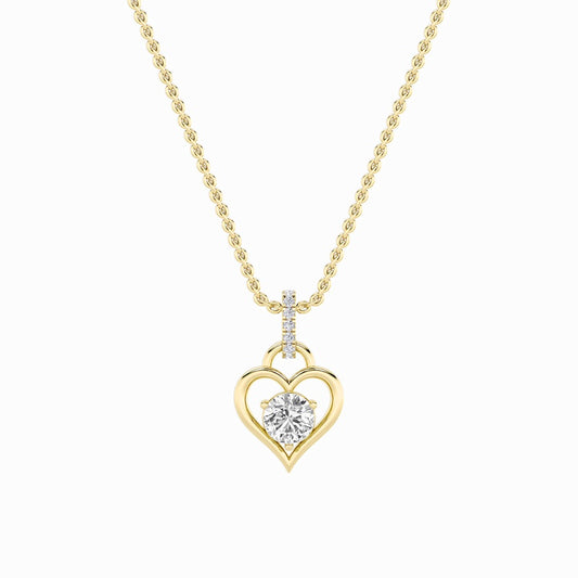 1.5CTW Round Shaped Lab Grown Diamond (F/VS) Heart Shaped Pendant in 14K Gold