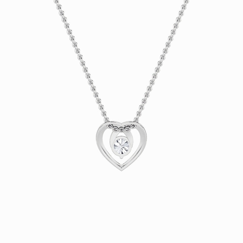 1CTW Round Shaped Lab Grown Diamond (F/VS) Heart Shaped Pendant in 14K Gold