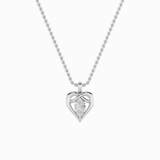 2CTW Pear Shaped Lab Grown Diamond (F/VS) Heart Shaped Pendant in 14K Gold