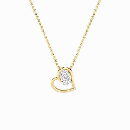 2CTW Oval Shaped Lab Grown Diamond (F/VS) Heart Shaped Pendant in 14K Gold