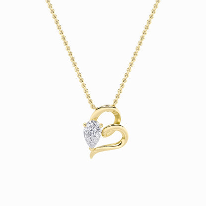 2CTW Pear Shaped Lab Grown Diamond (F/VS) Heart Shaped Pendant in 14K Gold