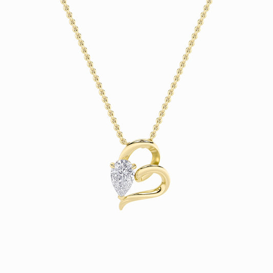 2CTW Pear Shaped Lab Grown Diamond (F/VS) Heart Shaped Pendant in 14K Gold