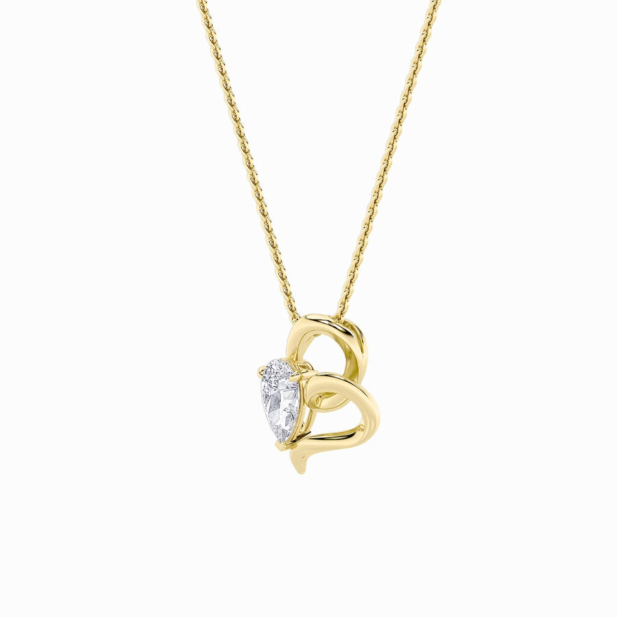 2CTW Pear Shaped Lab Grown Diamond (F/VS) Heart Shaped Pendant in 14K Gold