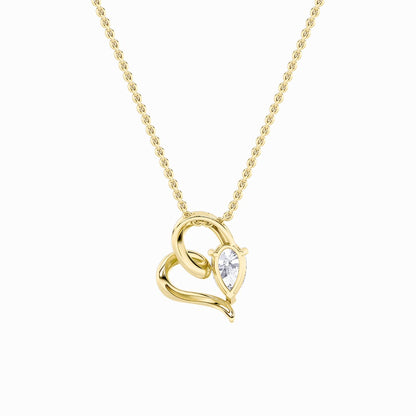 2CTW Pear Shaped Lab Grown Diamond (F/VS) Heart Shaped Pendant in 14K Gold