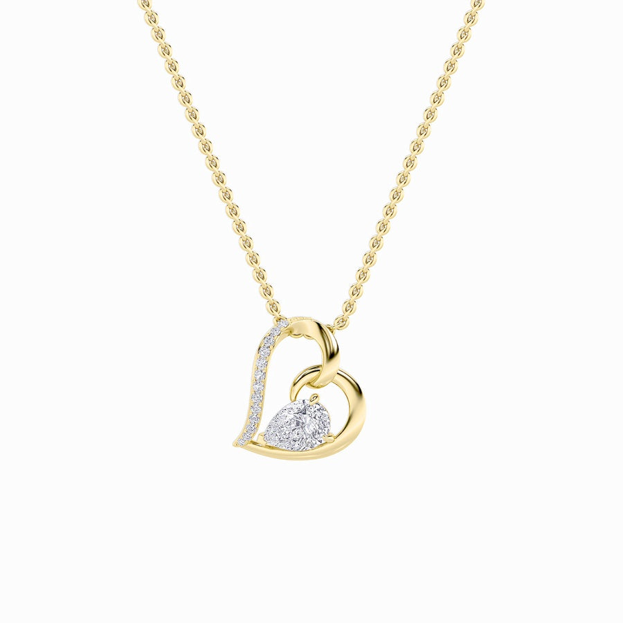 2CTW Pear Shaped Lab Grown Diamond (F/VS) Heart Shaped Pendant in 14K Gold