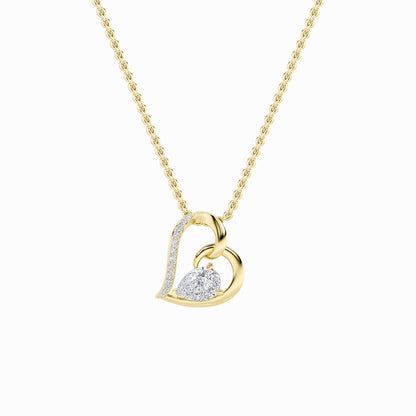 2CTW Pear Shaped Lab Grown Diamond (F/VS) Heart Shaped Pendant in 14K Gold