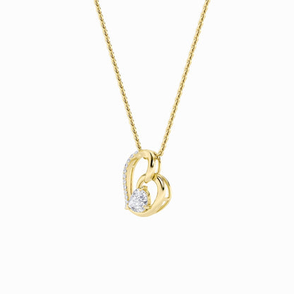 2CTW Pear Shaped Lab Grown Diamond (F/VS) Heart Shaped Pendant in 14K Gold