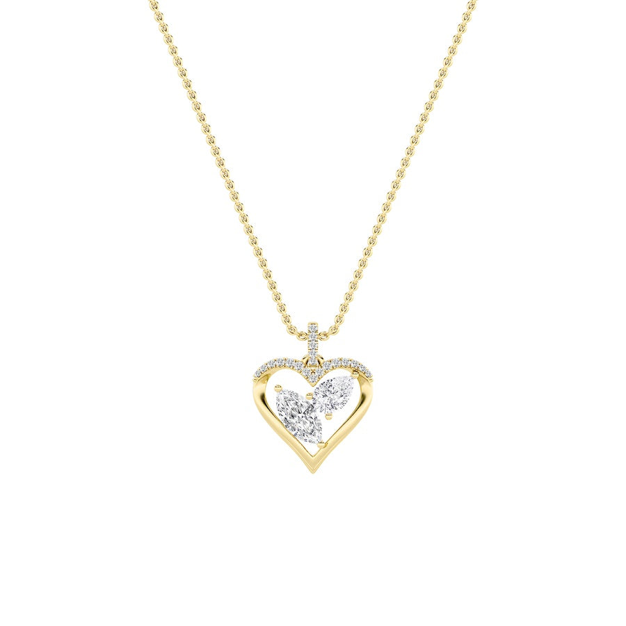2.5CTW Marquise Shaped Lab Grown Diamond (F/VS) Heart Shaped Pendant in 14K Gold