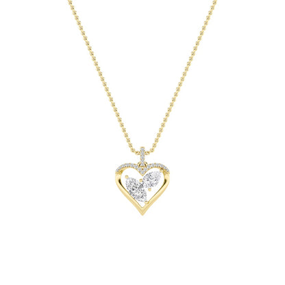 2.5CTW Marquise Shaped Lab Grown Diamond (F/VS) Heart Shaped Pendant in 14K Gold