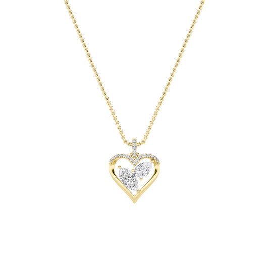 2.5CTW Marquise Shaped Lab Grown Diamond (F/VS) Heart Shaped Pendant in 14K Gold