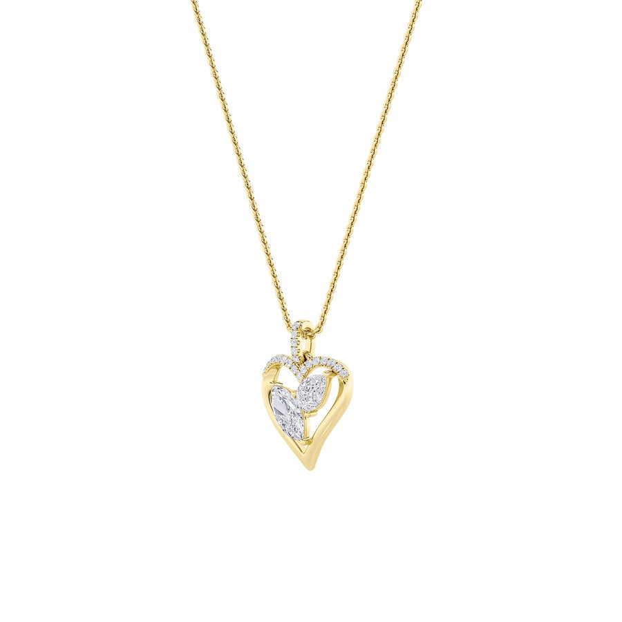 2.5CTW Marquise Shaped Lab Grown Diamond (F/VS) Heart Shaped Pendant in 14K Gold