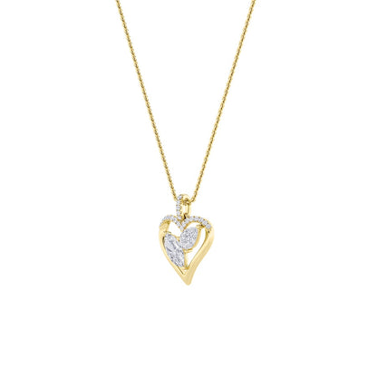 2.5CTW Marquise Shaped Lab Grown Diamond (F/VS) Heart Shaped Pendant in 14K Gold