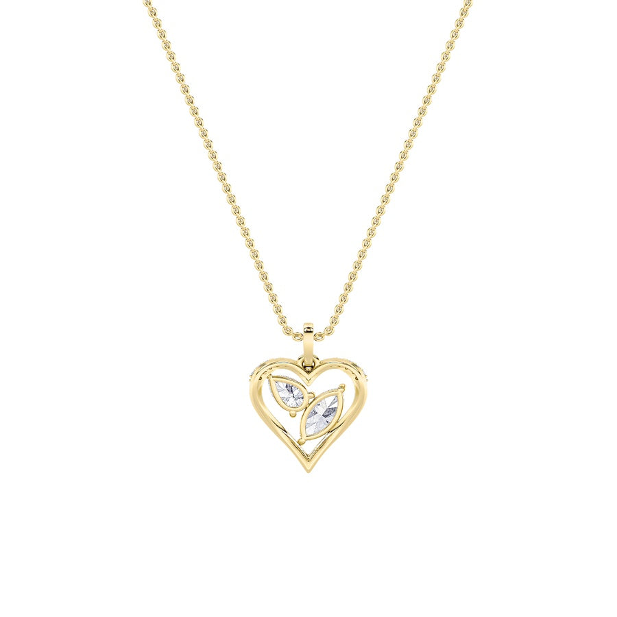 2.5CTW Marquise Shaped Lab Grown Diamond (F/VS) Heart Shaped Pendant in 14K Gold