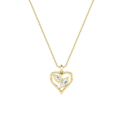 2.5CTW Marquise Shaped Lab Grown Diamond (F/VS) Heart Shaped Pendant in 14K Gold